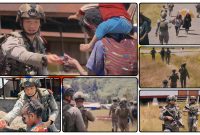 Personel Ops Damai Cartenz melaksanakan patroli jalan kaki dan pengamanan ibadah di Distrik Sinak, Kabupaten Puncak. (Dok_NT.ODC)