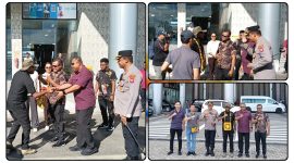 Kapolres Nabire bersama pejabat daerah menyambut kedatangan Anggota DPR RI di Bandara Douw Aturure, Minggu (3/5/2026). Dok_Humas Polres. NT
