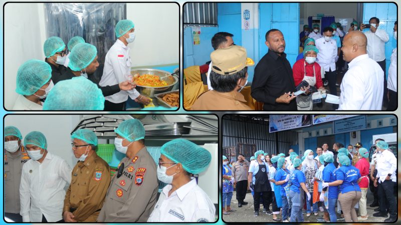 Yan P. Mandenas meninjau dapur MBG di SPPG Oyehe, Nabire, bersama pejabat daerah untuk memastikan kualitas makanan dan keterlibatan tenaga kerja lokal, Senin (4/5/2026). Dok_NT
