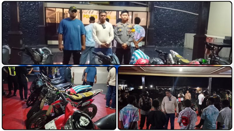 Petugas Polres Nabire menertibkan konvoi pelajar yang berujung kecelakaan lalu lintas di wilayah Kota Nabire, Senin (4/5/2026). Dok.NT