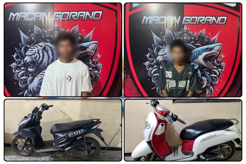 Tim Resmob Polres Nabire berhasil mengamankan dua pelaku curanmor beserta dua unit sepeda motor hasil curian di wilayah Nabire, Selasa (5/5/2026). Dok_Humas Polres Nabire. NT