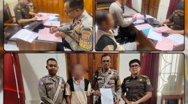 Sat Lantas Polres Nabire menyerahkan tersangka dan barang bukti kasus kecelakaan lalu lintas ke Kejaksaan Negeri Nabire, Kamis (7/5/2026). Dok_Satlantas polres nabire. NT