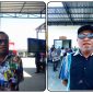 Ricky Tebai (Ketua Persipura Mania Nabire) dan Jack Kobogau (Sekretaris Persipura mania Nabire). saat diwawancarai disela pemasangan Videotron persiapan nobar Persipura Jayapura vs Adhyaksa FC. Jumat (8/5/2026). Dok_Alvi.NT