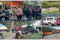 Aparat keamanan membantu proses evakuasi korban luka ke rumah sakit di Tembagapura pascainsiden penembakan. Dok_Humas Polda PT. NT