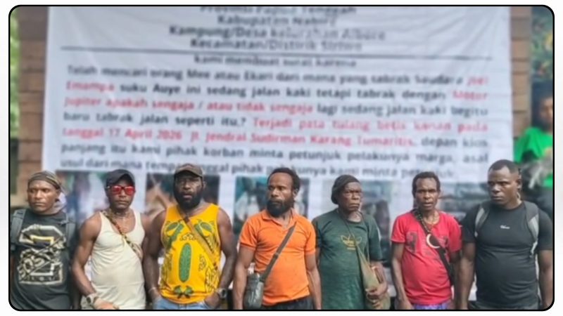 Keluarga korban tabrak lari di depan JNE Karang Tumaritis, Nabire, mendesak pelaku segera muncul dan bertanggung jawab secara adat maupun hukum. Dok_KK.NT