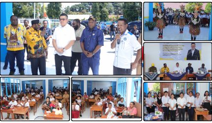Suasana hangat dan penuh budaya mewarnai sosialisasi Program Indonesia Pintar bersama dr. Soedison Tandra di SD YPPK Sion. Dok_NT
