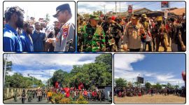 Ratusan massa aksi IPMADO dan masyarakat sipil Dogiyai melakukan longmarch damai dengan pengawalan aparat keamanan. Dok_Alvi