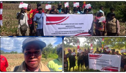 Ketua kelompok tani menyampaikan aspirasi dan kendala pertanian saat kunjungan Subdit II Ekonomi Dit Intelkam Polda Papua Tengah di wilayah Distrik Yaro. Dok_NT