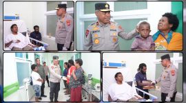 Kapolda Papua menyerahkan santunan kepada korban penembakan sekaligus memberikan dukungan moral kepada keluarga di RSMM Mimika. Dok_PPT.NT