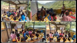Anak-anak dari Kampung Banti, Utikini, dan Kimbeli mengikuti kegiatan belajar non formal di Distrik Tembagapura, Mimika. Dok_Istemewa. NT