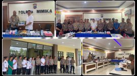 Kapolda Papua Tengah Jeremias Rontini menerima kunjungan Anggota Komisi III DPR RI Soedeson Tandra di Polres Mimika. Dok_Istimewa. NT
