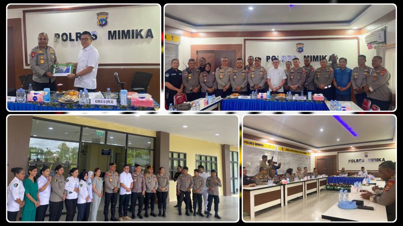 Kapolda Papua Tengah Jeremias Rontini menerima kunjungan Anggota Komisi III DPR RI Soedeson Tandra di Polres Mimika. Dok_Istimewa. NT