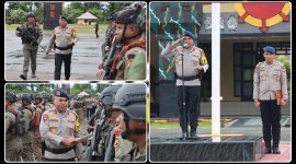 Kapolda Papua Tengah Jeremias Rontini memimpin Apel Gelar Pasukan Operasi Amole I Tahun 2026 di Mimika. Dok_Istimewa. NT