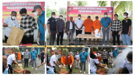 Barang bukti ganja dimusnahkan di Kantor Direktorat Narkoba Polda Papua Tengah, Rabu (13/5/2026). Humas PPT. NT