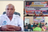 Rektor Uswim Nabire, Petrus Tekege saat diwawancarai di ruang kerjanya setelah kegiatan Seminar Internasional. Rabu (13/5/2026). Dok_WY. NT