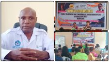 Rektor Uswim Nabire, Petrus Tekege saat diwawancarai di ruang kerjanya setelah kegiatan Seminar Internasional. Rabu (13/5/2026). Dok_WY. NT
