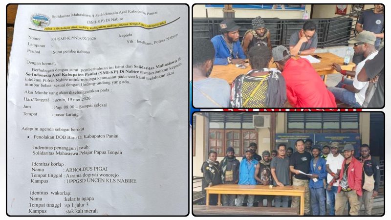 SMI-KP Nabire saat memberikan surat izin ke Intelkam Polres Nabire terkait aksi mimbar bebas 