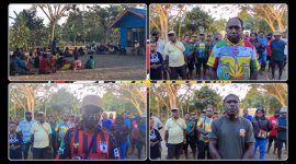 Tokoh adat, tokoh pemuda, dan masyarakat Suku Moni saat menggelar pertemuan di Kampung Gerbang Sadu Wadio, Distrik Nabire Barat, terkait dukungan terhadap DOB Moni. Dok_Istimewa. NT