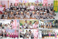 Ketua Bhayangkari Papua Tengah Ny. Dhamayanti Rontini berinteraksi dengan siswa TK Kemala Bhayangkari 17 Mimika saat kunjungan di Kabupaten Mimika. Dok_humas Polda PT. NT