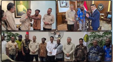 Perwakilan enam kelompok suku dari Papua bersama Koperasi Didat Merah Putih melakukan pertemuan dengan sejumlah pejabat pemerintah pusat di Jakarta. Dok_ Ist. NT