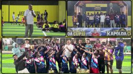 Tim SMA N 3 Kokonau merayakan kemenangan usai menjuarai Minisoccer Kapolda Cup tingkat SMA/SMK se-Mimika di Timika. Dok_Ist. NT