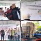 Gubernur Papua Tengah, Meki Nawipa, menyerahkan bantuan hewan qurban kepada masyarakat di Masjid Agung Al-Falah, Nabire, Minggu (24/5/2026), menjelang Hari Raya Idul Adha 1447 Hijriah. Dok_Alvi. NT