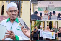 Ketua BAZNAS Nabire Soleman Letsoin menerima simbolis bantuan hewan kurban dari Pemkab Nabire di halaman Masjid Agung Al-Falah Nabire menjelang Iduladha 1447 H. Dok_Alvi. NT