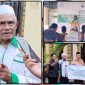 Ketua BAZNAS Nabire Soleman Letsoin menerima simbolis bantuan hewan kurban dari Pemkab Nabire di halaman Masjid Agung Al-Falah Nabire menjelang Iduladha 1447 H. Dok_Alvi. NT