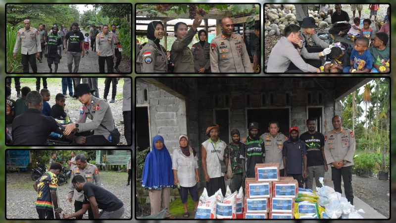 Personel Ops Damai Cartenz-2026 menyerahkan bantuan sembako dan memberikan pelayanan kesehatan gratis kepada warga Kampung SP7, Distrik Kuala Kencana, Kabupaten Mimika, Selasa (26/5/2026). Dok_ODC. NT