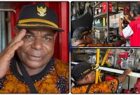 Yona Kogoya menerima bantuan usaha berupa alkon, aki, dan uang pembinaan dari Pemerintah Pusat di Nabarua, Kabupaten Nabire, Jumat (29/5/2026). Dok_Ist. NT