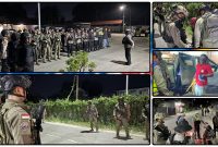 Personel gabungan Polres Nabire dan Satgas Ops Damai Cartenz-2026 melaksanakan patroli serta razia malam di Kota Nabire dan mengamankan satu bilah senjata tajam, Kamis (28/5/2026). Dok_ODC. NT