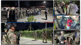 Personel gabungan Polres Nabire dan Satgas Ops Damai Cartenz-2026 melaksanakan patroli serta razia malam di Kota Nabire dan mengamankan satu bilah senjata tajam, Kamis (28/5/2026). Dok_ODC. NT