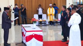 Bupati Nabire, Mesak Magai melantik 291 Pejabat Pemkab di Aula Islamic Center jalan merdeka Nabire. Selasa (19/5/2026). Dok_Humas Pemkab. NT