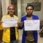 Solidaritas Mahasiswa Paniai Se-Indonesia Kota Studi Makassar saat menyampaikan pernyataan sikap menolak DOB, pertambangan, dan militerisme di Papua Tengah. Dok_KG. NT