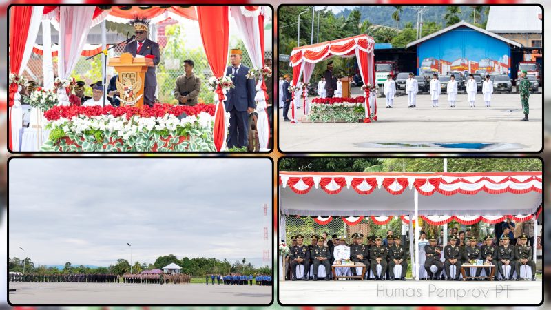 Gubernur Papua Tengah, Meki Fritz Nawipa, memimpin Upacara Peringatan Hari Lahir Pancasila Tahun 2026 di Bandara Lama Nabire, Senin (1/6/2026), serta mengajak masyarakat menjadikan Pancasila sebagai ideologi yang hidup dalam kehidupan sehari-hari. Dok_Humas Pemprov PT. NT