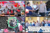 Kapolda Papua Tengah Brigjen Pol. Jermias Rontini menyerahkan sepeda motor yang berhasil ditemukan kepada Ibu Friska dalam konferensi pers pengungkapan kasus 3C di Aula Mapolda Papua Tengah, Senin (1/6/2026). Dok_Alvi. NT