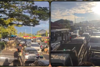 Antrean kendaraan di depan SPBU Wonorejo, Selasa (2/6/2026). Kondisi tersebut menyebabkan kemacetan panjang dan mengganggu aktivitas pengguna Jalan Perintis di Distrik Nabire. Dok_Ist. NT