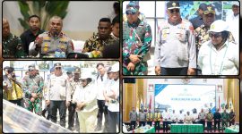 Kapolda Papua Tengah Brigjen Pol. Jermias Rontini memberikan keterangan kepada awak media usai rapat koordinasi bersama Wamendagri Ribka Haluk, Wamen PU Diana Kusumastuti, dan Gubernur Papua Tengah Meki Fritz Nawipa di Ballroom Kantor Gubernur Papua Tengah, Nabire, Rabu (3/6/2026). Dok_Tim NT