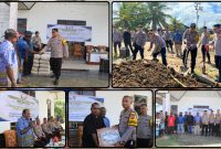 Karendal Operasi Cinta Damai Noken 2026 Polda Papua Tengah Kombes Pol. Adnan Ratmoro bersama personel menyerahkan bantuan material bangunan kepada Gereja Baptis Bee di Kampung Kalisemen, Distrik Nabire Barat, Rabu (3/6/2026). Bantuan tersebut diberikan untuk mendukung percepatan pembangunan rumah ibadah sekaligus mempererat hubungan Polri dan masyarakat. Dok._Humas PPT. NT