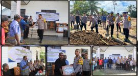 Karendal Operasi Cinta Damai Noken 2026 Polda Papua Tengah Kombes Pol. Adnan Ratmoro bersama personel menyerahkan bantuan material bangunan kepada Gereja Baptis Bee di Kampung Kalisemen, Distrik Nabire Barat, Rabu (3/6/2026). Bantuan tersebut diberikan untuk mendukung percepatan pembangunan rumah ibadah sekaligus mempererat hubungan Polri dan masyarakat. Dok._Humas PPT. NT