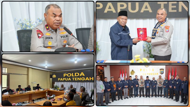 Kapolda Papua Tengah Brigjen Pol. Jermias Rontini menerima audiensi FKUB Papua Tengah di Mapolda Papua Tengah, Jumat (5/6/2026). Dok_Humas Polda PT. NT