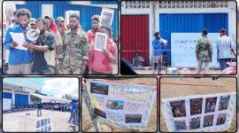 Massa Solidaritas Pelajar dan Mahasiswa/i Papua Tengah (SPM-PT) menggelar aksi mimbar bebas di kawasan Kios Panjang Pasar Karang, Nabire, Jumat (5/6/2026). Dalam aksi tersebut, peserta menyampaikan aspirasi terkait lingkungan, hak masyarakat adat, investasi, serta berbagai isu kemanusiaan di Papua. Dok_Alvi. NT