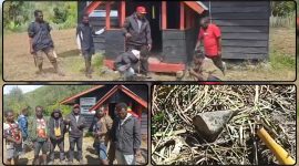 Perwakilan Pemerintah Kabupaten Intan Jaya bersama Satgas Operasi Damai Cartenz dan unsur terkait melakukan verifikasi terhadap benda yang viral di Gereja Kingmi Jemaat Sion Jaindapa, Distrik Sugapa. Hasil pengecekan memastikan benda tersebut bukan bom atau ranjau, melainkan komponen lonceng gereja yang terlepas. Dok_Humas ODC26. 