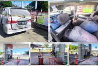 Petugas melakukan penanganan terhadap mobil Toyota Avanza nomor polisi PA 1884 KE yang mengalami ledakan saat pengisian bahan bakar di SPBU Oyehe, Kabupaten Nabire, Senin (8/6/2026). Dari dalam kendaraan, petugas menemukan 17 jeriken serta sejumlah peralatan yang diduga digunakan untuk memindahkan BBM. Dok_Ist. NT