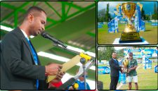Ketua Panitia Bupati Cup III Tahun 2026, Anton Wambrau, memberikan sambutan pada pembukaan turnamen sepak bola di Lapangan Sapta Marga Kodim 1705/Nabire, Selasa (9/6/2026). Dok_Ist. NT