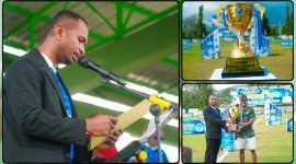Ketua Panitia Bupati Cup III Tahun 2026, Anton Wambrau, memberikan sambutan pada pembukaan turnamen sepak bola di Lapangan Sapta Marga Kodim 1705/Nabire, Selasa (9/6/2026). Dok_Ist. NT