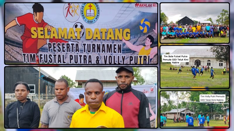 Pemuda GIDI Klasis Teluk Kimi mengikuti pembukaan Turnamen Futsal Putra dan Voli Putri dalam rangka HUT Pemuda GIDI ke-40 di Kampung Kimi, Distrik Makimi, Kabupaten Nabire, Rabu (10/6/2026). Kegiatan ini menjadi ajang mempererat persaudaraan, memperkuat kebersamaan, dan menumbuhkan semangat sportivitas di kalangan generasi muda. Dok_Alvi. NT