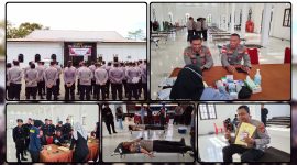Kapolres Nabire AKBP Samuel D. Tatiratu, S.I.K., membuka kegiatan bakti kesehatan donor darah dalam rangka HUT Bhayangkara ke-80 di Aula Wicaksana Laghawa Polres Nabire, Kamis (11/6/2026). Donor darah bertema 