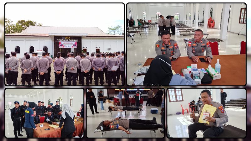 Kapolres Nabire AKBP Samuel D. Tatiratu, S.I.K., membuka kegiatan bakti kesehatan donor darah dalam rangka HUT Bhayangkara ke-80 di Aula Wicaksana Laghawa Polres Nabire, Kamis (11/6/2026). Donor darah bertema 