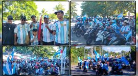 Ratusan fans Tim Nasional Argentina mengikuti pawai kemenangan Piala Dunia 2026 di Kabupaten Nabire, Papua Tengah, Rabu (17/6/2026). Dengan pengawalan aparat kepolisian dan koordinasi yang baik, kegiatan berlangsung aman, tertib, lancar, dan kondusif. Dok_Alvi NT